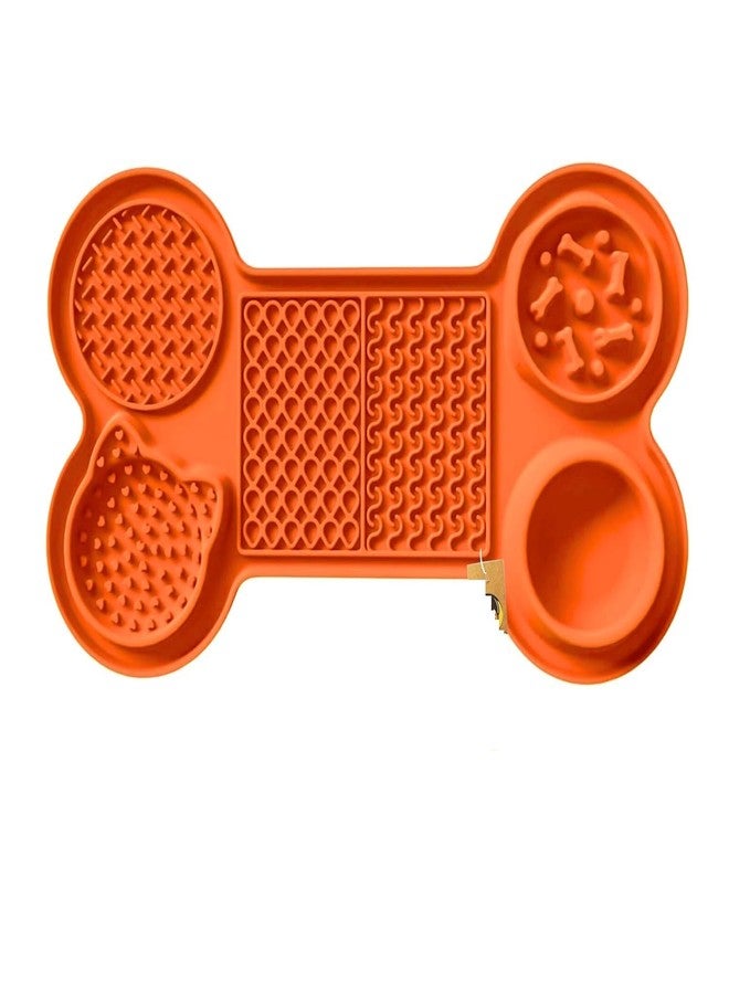 Shrux 6 in 1 Pet Feeding Mat for Cats and Dogs | Non-Toxic Food Grade Material Soft Rubber Feeding and Licking mat with Non-Slip Suction Base Bottom | Pet Slow Feeder with Water Bowl - Image 1